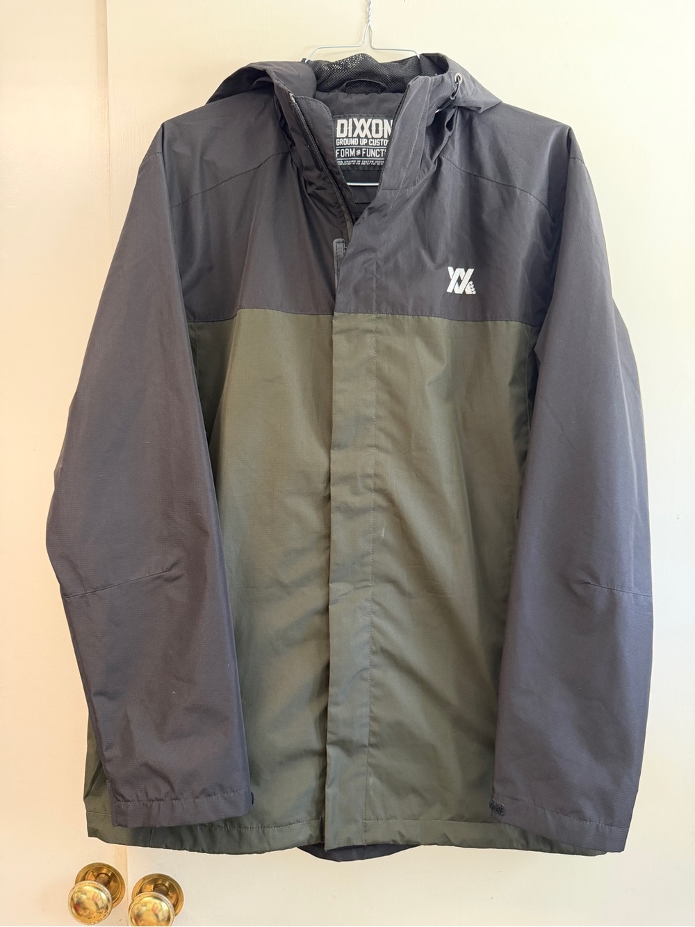 DIXXON Men’s Two-Tone Hooded Jacket in Olive Green & Charcoal